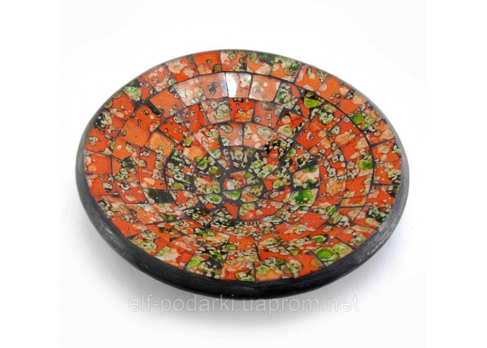 Блюдо теракотове з помаранчевої мозаїкою (d 15 h-3 см) ЗП-30262