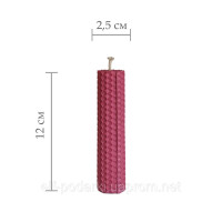 Свеча из вощины, катаная свеча из цветной вощины - Розовый (12 см×2,5 см)