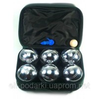 Петанк Бочче - Набор для игры в шары металлические, стальные 6 шт в чехле (Серебро) (вес шара 720 гр.)