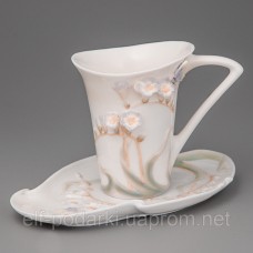 Чашка, блюдце, ложка Метелик в квітах (10 см) Veronese