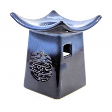 Аромалампа керамічна "Пагода" синьо-чорна 11х9х9см (33864B)