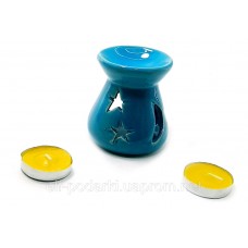 Аромалампа керамічна ,подарунковий набір синя (12,5х8х7см) ЗП-32389B