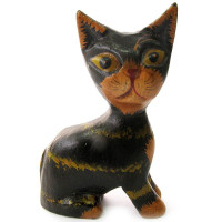 Статуэтка деревянная "Кот" (10 см) (Индонезия)