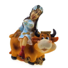 Корова с девушкой копилка (12х11х4 см)