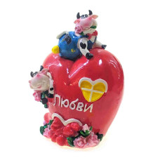 Коровы на сердце копилка (11х8х6 см) A