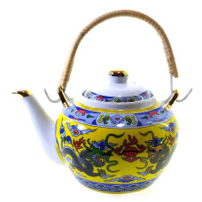 Чайник фарфор с бамбуковой ручкой (750мл.)(TPR1007-6) "Драконы"