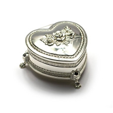 Шкатулка для украшений "Сердечко" (8х7,5х3,5 см)"Серебро".