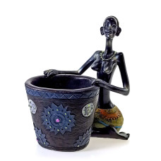 Африканка с корзиной, подставка под ручки (16х12,5х9см)B
