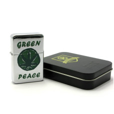 Зажигалка бензиновая "Green Peace", бронзовая, в подарочной упаковке