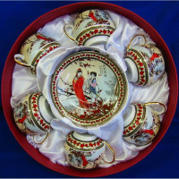 Сервиз круглый фарфор (110 мл)(6SCS102) 6 чашек+ 6 блюдец "Сакура" (h-5,5см, d-5см,d блюдца 11 см)