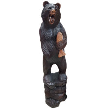 Медведь с рыбой из дерева суара (150х40х40 см) 40кг