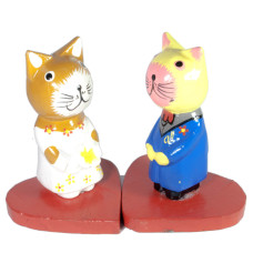 Кот с кошкой пара на сердечках дерево (16х10,5х7,5 см)