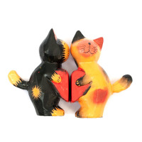 Кошки пара с сердечком дерево (13,5х8х3 см)