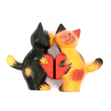 Кошки пара с сердечком дерево (13,5х8х3 см)