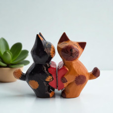 Кошки пара с сердечком дерево (13,5х8х3 см)