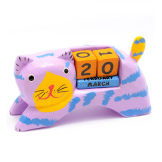 Вечный календарь "Кот" дерево (13х6,5х4 см)