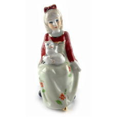 Девушка с кошкой фарфор (12,5х8,5х6,5 см)