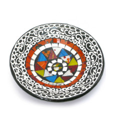 Блюдо терракотовое с мозаикой (d-14,5 см h-4,5 см)