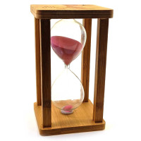 Часы песочные в бамбуке "Time is Money" розовый (20 мин)(16,5х10х10 см)