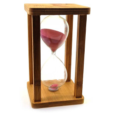Часы песочные в бамбуке "Time is Money" розовый (20 мин)(16,5х10х10 см)