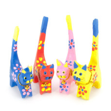 Кошки деревянные кольцедержатели (н-р 4 шт)(11х5х7,5 см)цена за набор (B)