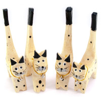 Кошки деревянные кольцедержатели  набор из 4 штук (11х5х7,5 см)