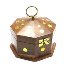Шкатулка розовое дерево 8 граней (15х15х10 см) (5"*5")