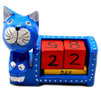 Вечный календарь "Кот" деревянный (11х9х4 см)