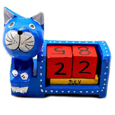 Вечный календарь "Кот" деревянный (11х9х4 см)