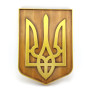 Панно "Герб Украины"(39*28*2,4см),из натурального дерева,резное,покрыто патиной,лаком,эмалью-золото