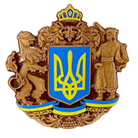 Панно"Большой герб Украины"(28*28*2,4) массив дерева,резное,покрыто патиной,лаком,эмалью