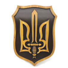 Панно "Тризуб"(39х28х2,4см),деревянное,резное,покрыто патиной и лаком,массив дерева