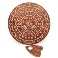 Спиритическая доска OUIJA "Круглая" темная на английском языке (d=36,5см×0,8см), резная