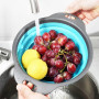 Дуршлаг силиконовый складной с ручками круглый синий (300х240х175 мм)