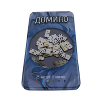 Домино в синем металлическом боксе  ( 19 х11,5 х3,5 см)