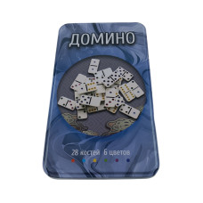 Домино в синем металлическом боксе  ( 19 х11,5 х3,5 см)