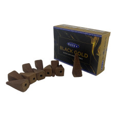 Black Gold Backflow Dhoop Cone (Черное Золото)(Satya) 10 конусов в упаковке