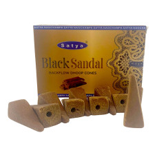 Black Sandal Backflow Dhoop Cone (Черный Сандал)(Satya) 10 конусов в упаковке