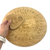 Спиритическая доска OUIJA "Круглая" светлая на украинском языке (d=36,5см×0,8см)