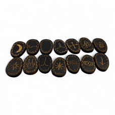 Руны "Ведьмины" (Викканские) темные, 14 рун (4,2х3,1х0,7 см), массив дерева.