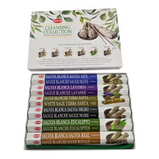 White Sage Cleansing Collection Hexa Gift Pack набор благовоний  6 х 10 палочек с подставкой
